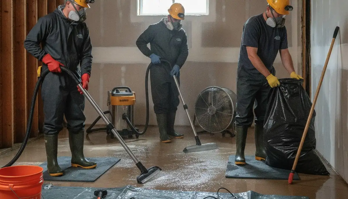 Basement flood cleanup in Tuscaloosa, AL for homes with standing water removal and moisture damage repair