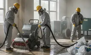 Tuscaloosa, AL water damage cleanup crew removing floodwater from a home basement