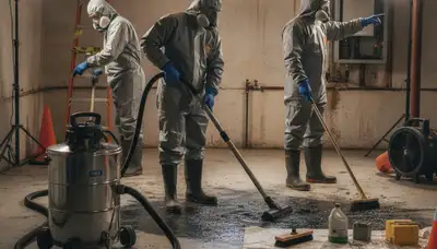 Sewer backup cleanup team restoring a Tuscaloosa, AL home after water damage