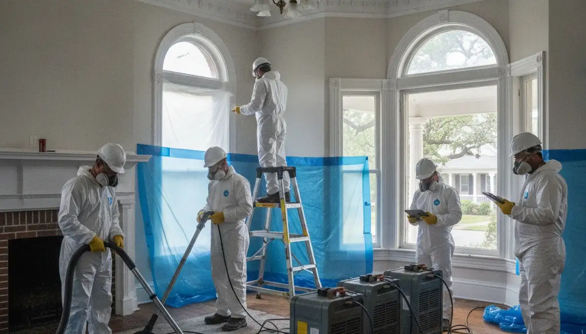 Water damage restoration team serving Tuscaloosa, AL with emergency cleanup and drying equipment