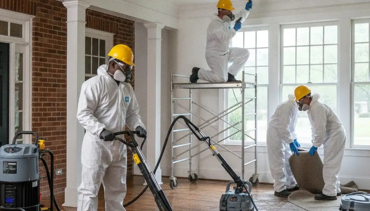 Water damage restoration team in Tuscaloosa, AL inspecting flood-damaged property