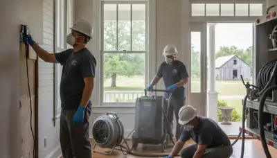Tuscaloosa, AL water damage restoration team inspecting a flooded property for cleanup and repairs